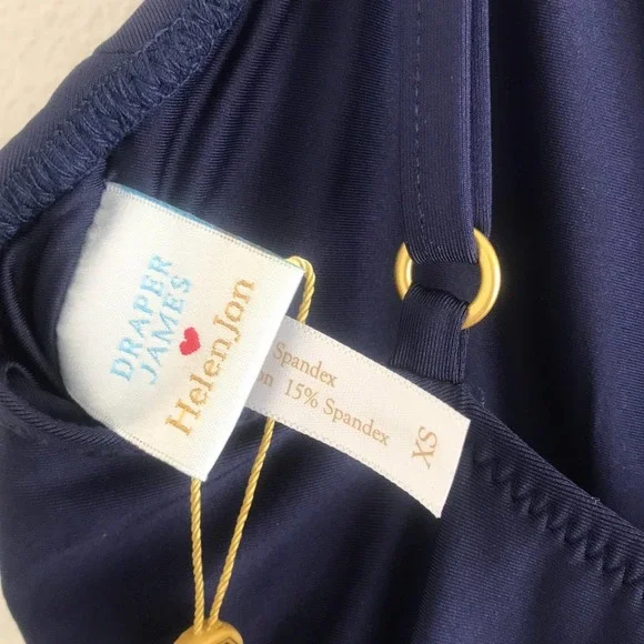 Draper James Ruffle Front One Piece Navy Blue XS - Picture 4 of 5